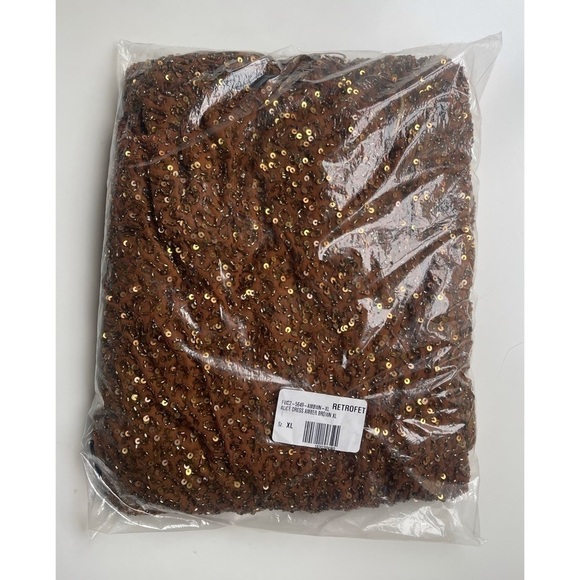 NWT Retrofete Alice Sequins Dress in Amber Brown - Picture 6 of 11